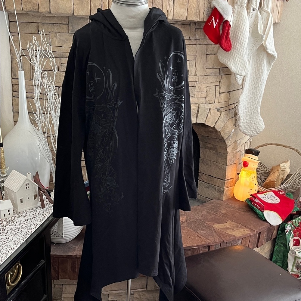 Killstar Goth Oversized Hooded Cardigan Kerchief Hem